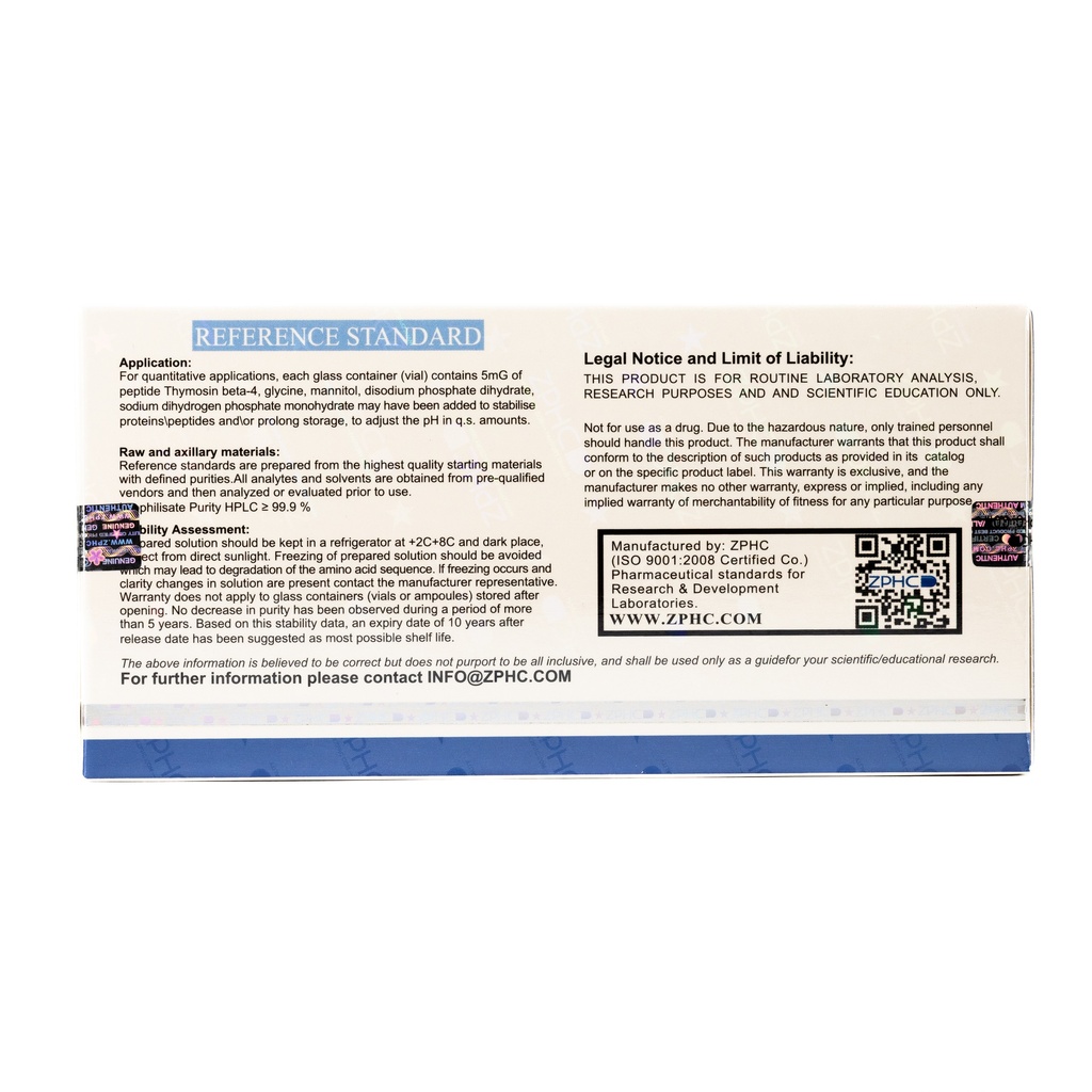 ZPHC TB-500 25MG -THYMOSIN BETA-4 -5 MG / VIAL -5 VIALS - Image 4